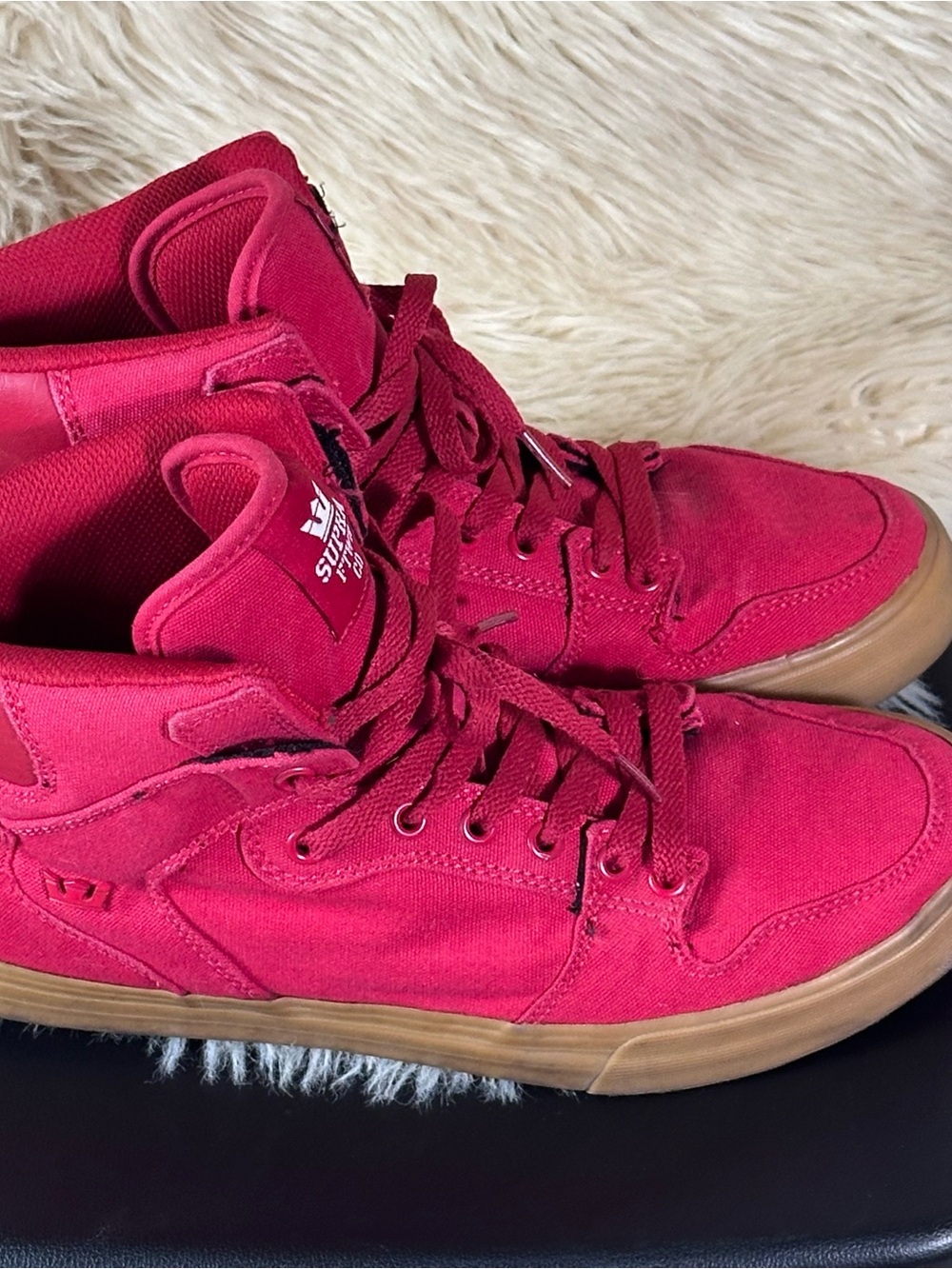 Supra High-Top Sneakers in Bright Pink with Gum Sole